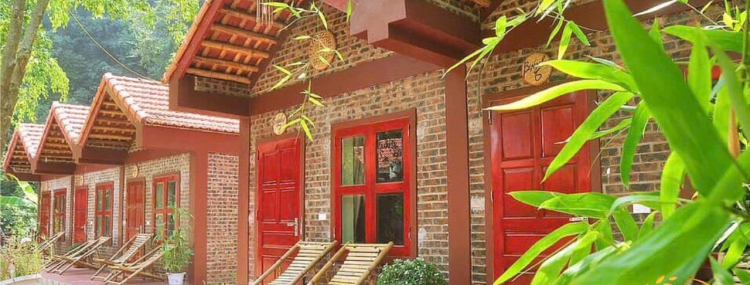 Bungalow family  in the front of river