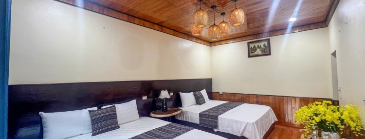 Bungalow family  in the front of river