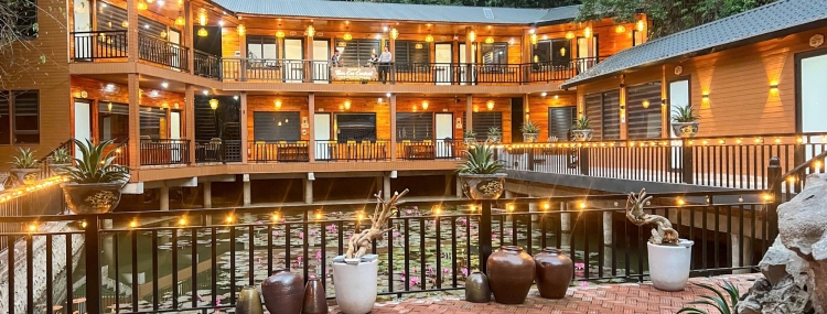 Bungalow family  in the front of river